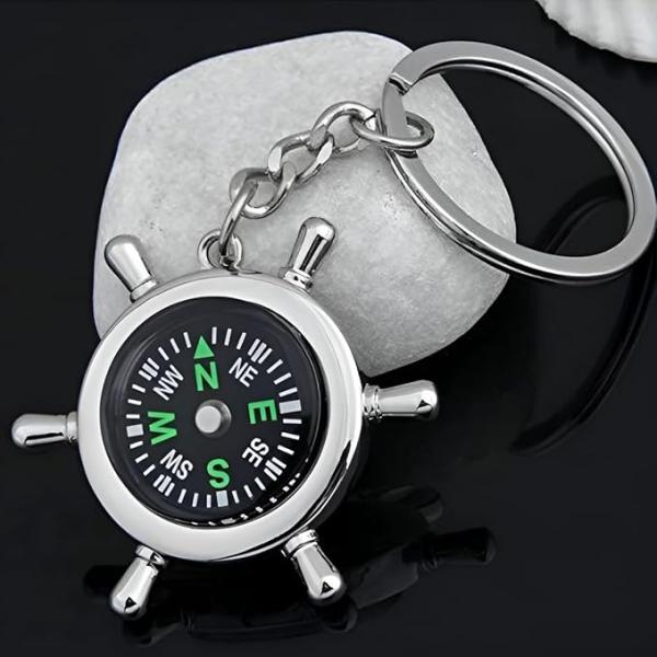 Navigator Compass Direction Metal Keychain | Portable Travel Compass for Hiking, Trekking, Camping, Outdoor Adventure | Durable Metal Car & Bike Key Ring for Everyday Use – collectible keychain accessory for car, bike and bag keys